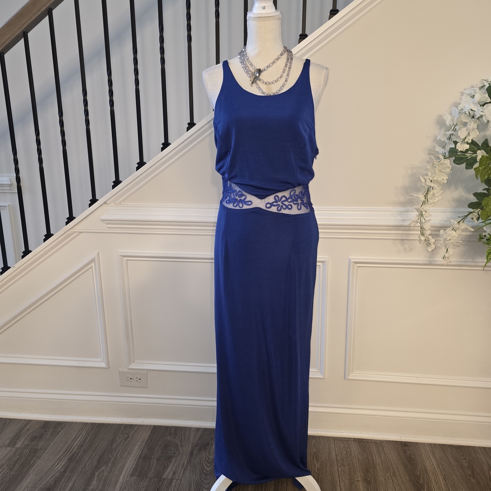 Elegant Blue Sleeveless Helene D Suits  Miami Dress Sz-12